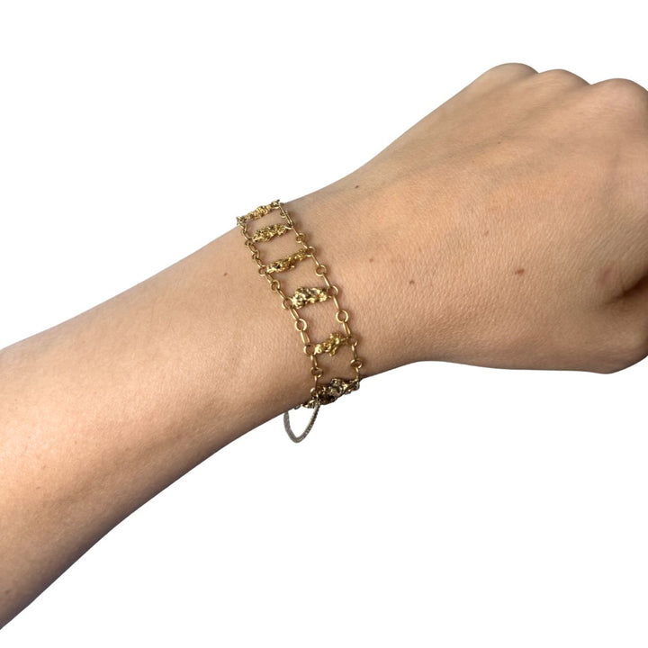 Vintage 22k Yellow Gold Nugget Link Bracelet, Circa 1970s