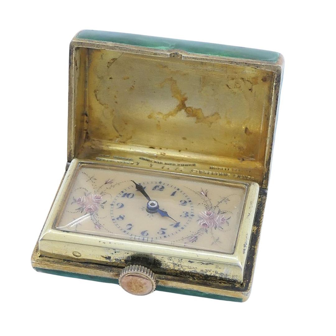 Juvenia Art Deco Swiss Galalith Sterling Silver Purse Watch