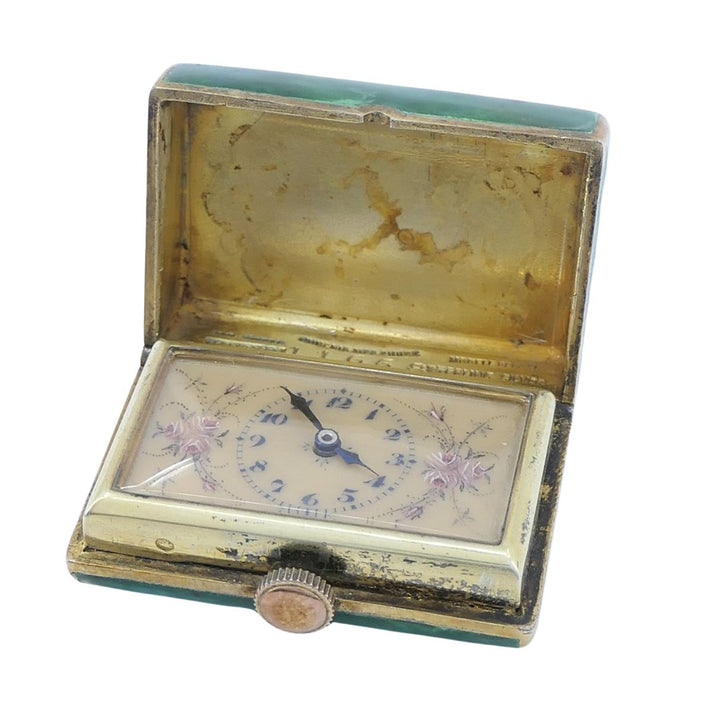 Juvenia Art Deco Swiss Galalith Sterling Silver Purse Watch