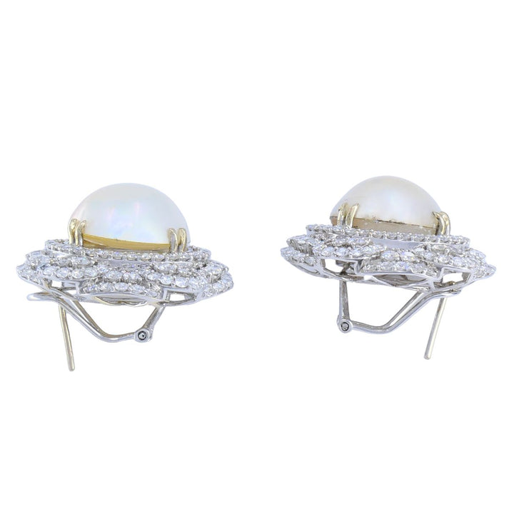HANA 18K White Gold Mabe Pearl Diamond Drop Earrings