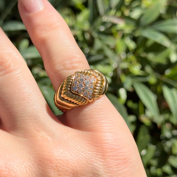 Vintage Boucheron 18k Gold Diamond Dome Ring