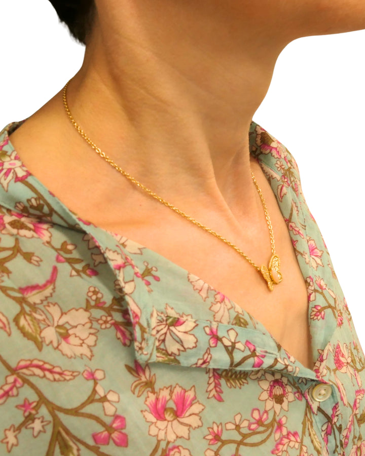 Van Cleef & Arpels Butterfly Necklace Diamond Coral 18k Gold