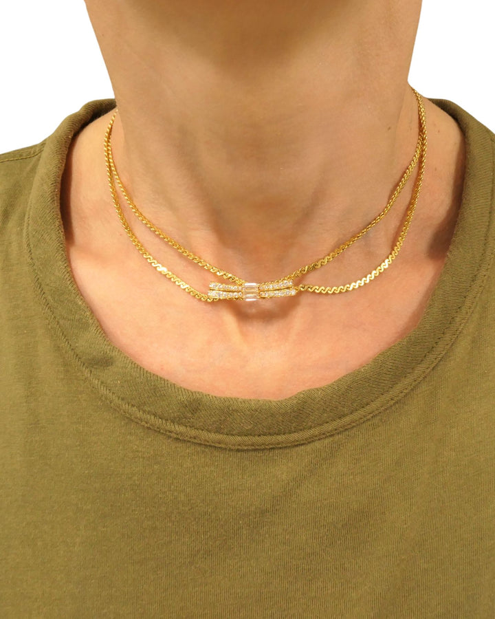 Van Cleef & Arpels Double Strand Vintage Necklace Detachable Diamond Bow Pin