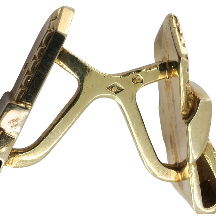 Vintage Hermès Paris 18k Gold Equestrian Cufflinks Horsebit Stirrup Belt Buckle