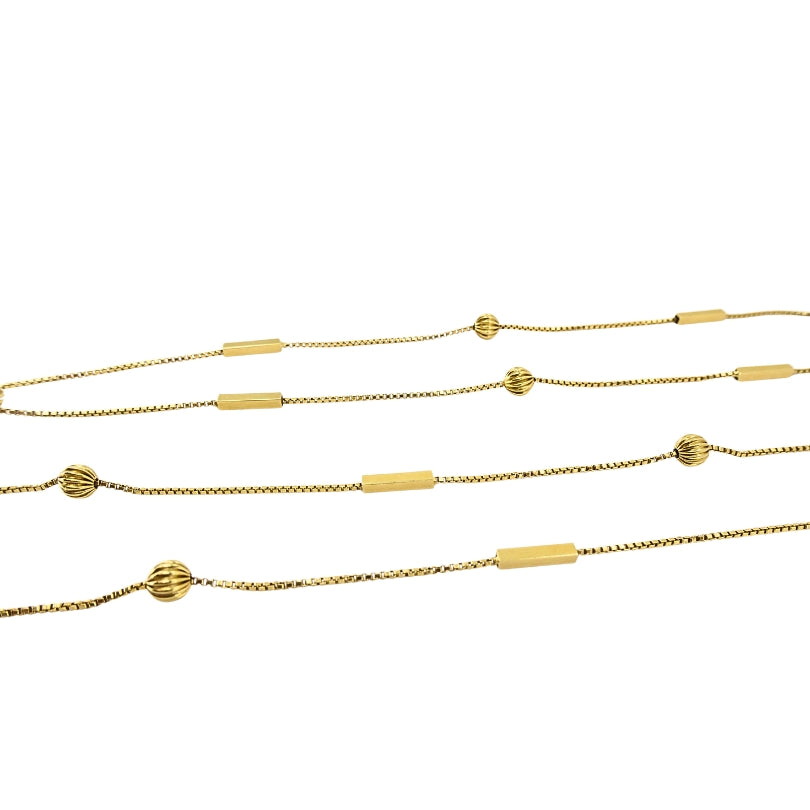 Vintage 14k Gold Dice Pendant with 18k Gold Bar Chain Necklace