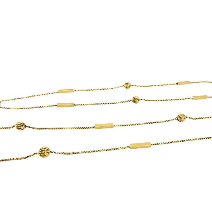 Vintage 14k Gold Dice Pendant with 18k Gold Bar Chain Necklace