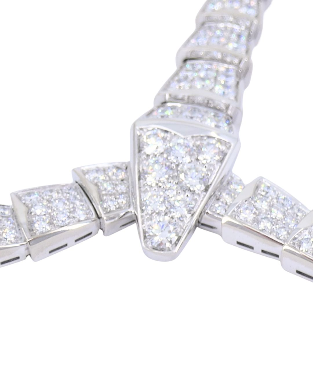 Bvlgari Bulgari Serpenti Viper Necklace 18k White Gold Diamond Drop Necklace Original Box