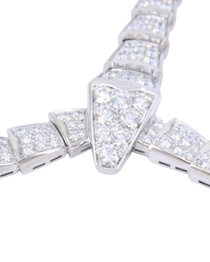 Bvlgari Bulgari Serpenti Viper Necklace 18k White Gold Diamond Drop Necklace Original Box