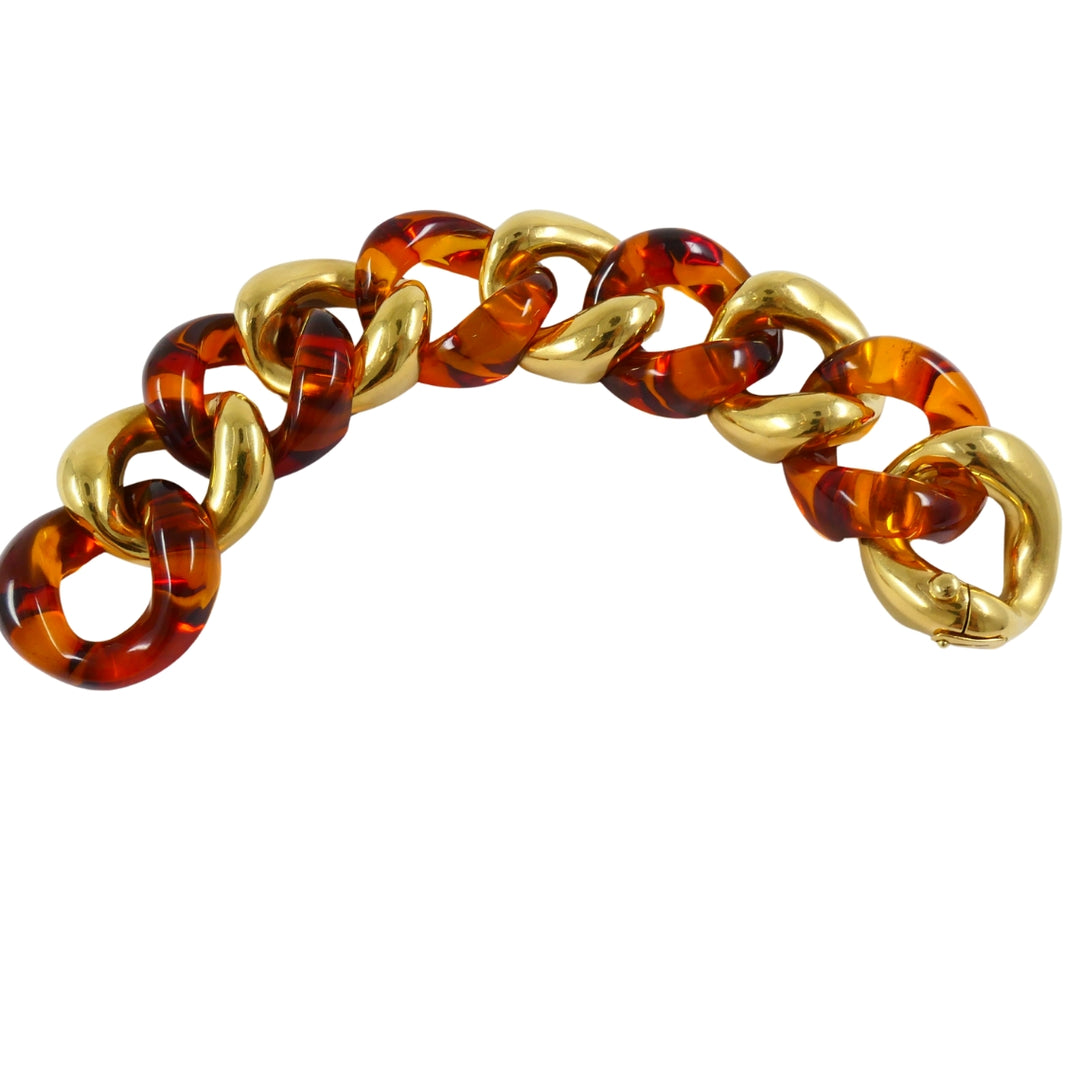 Seaman Schepps Amber Bracelet 18k Gold Link Bracelet