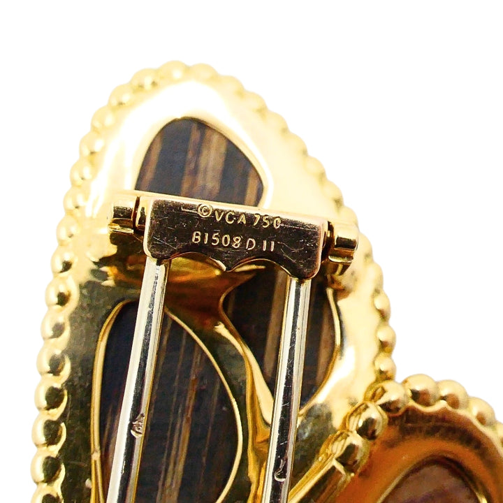 Van Cleef & Arpels Butterfly Brooch 18k Gold Wood Diamond