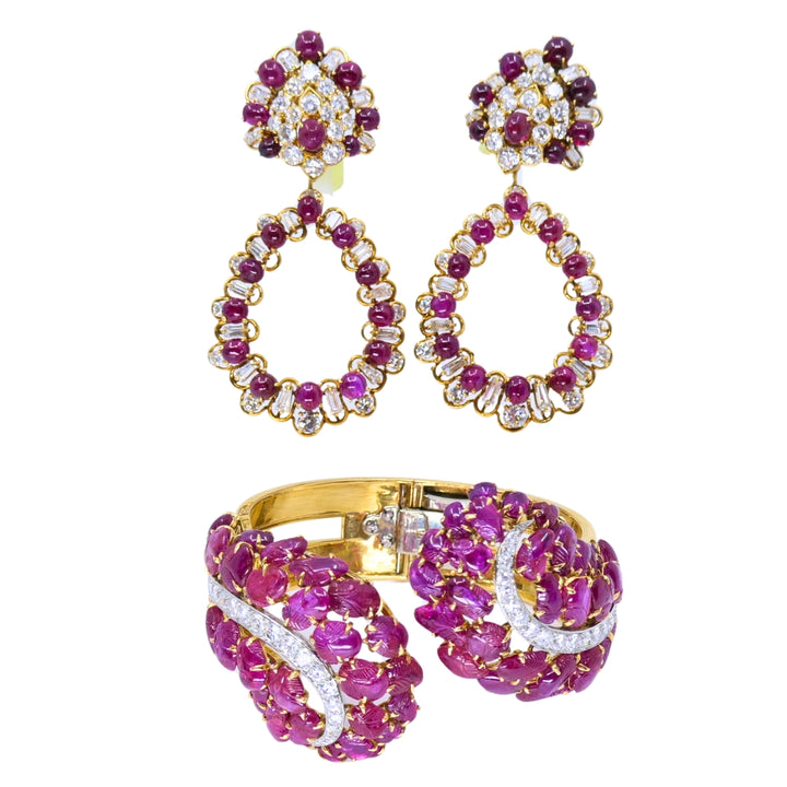 Boucheron Ruby Bracelet Diamond Gold Platinum Burmese Ruby GIA, French