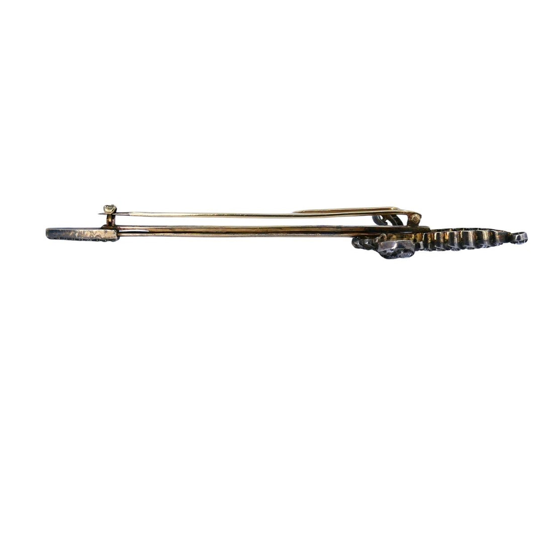 Antique 14k gold Silver Diamond Sword Brooch, circa 1900