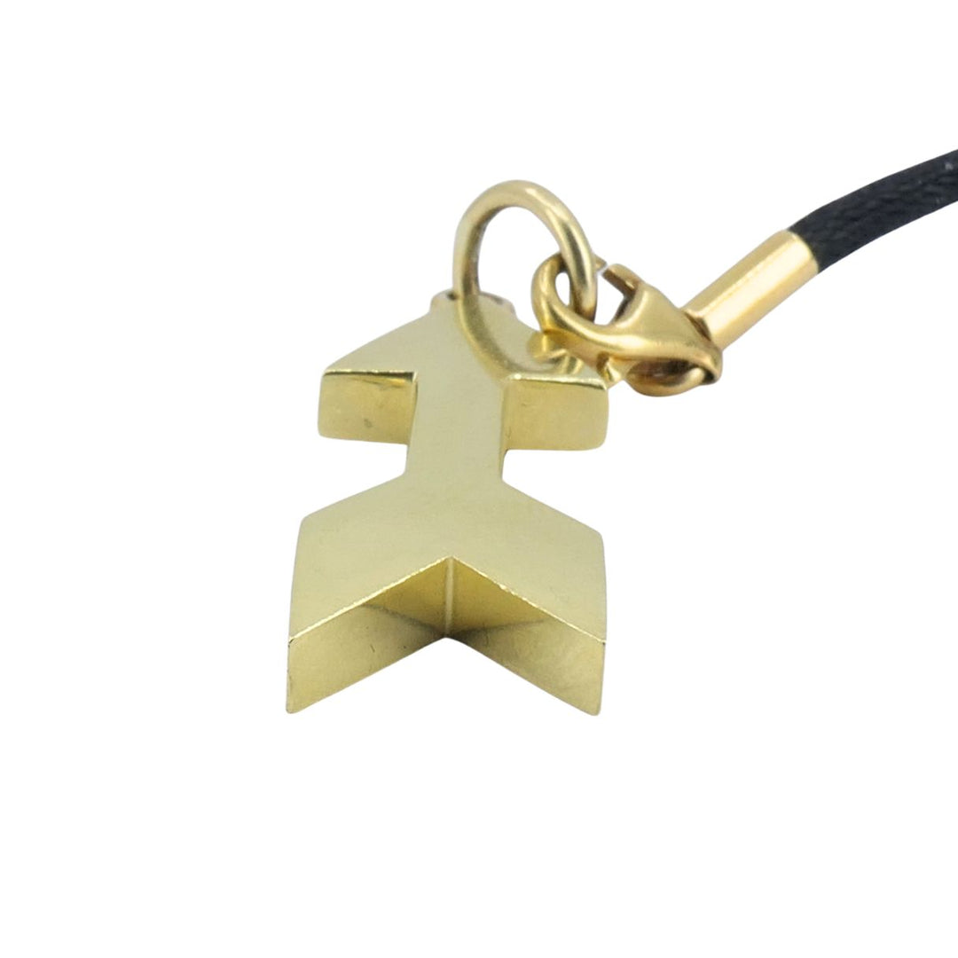 Cartier 18k Gold Arrow Pendant Black Silk Cord Necklace