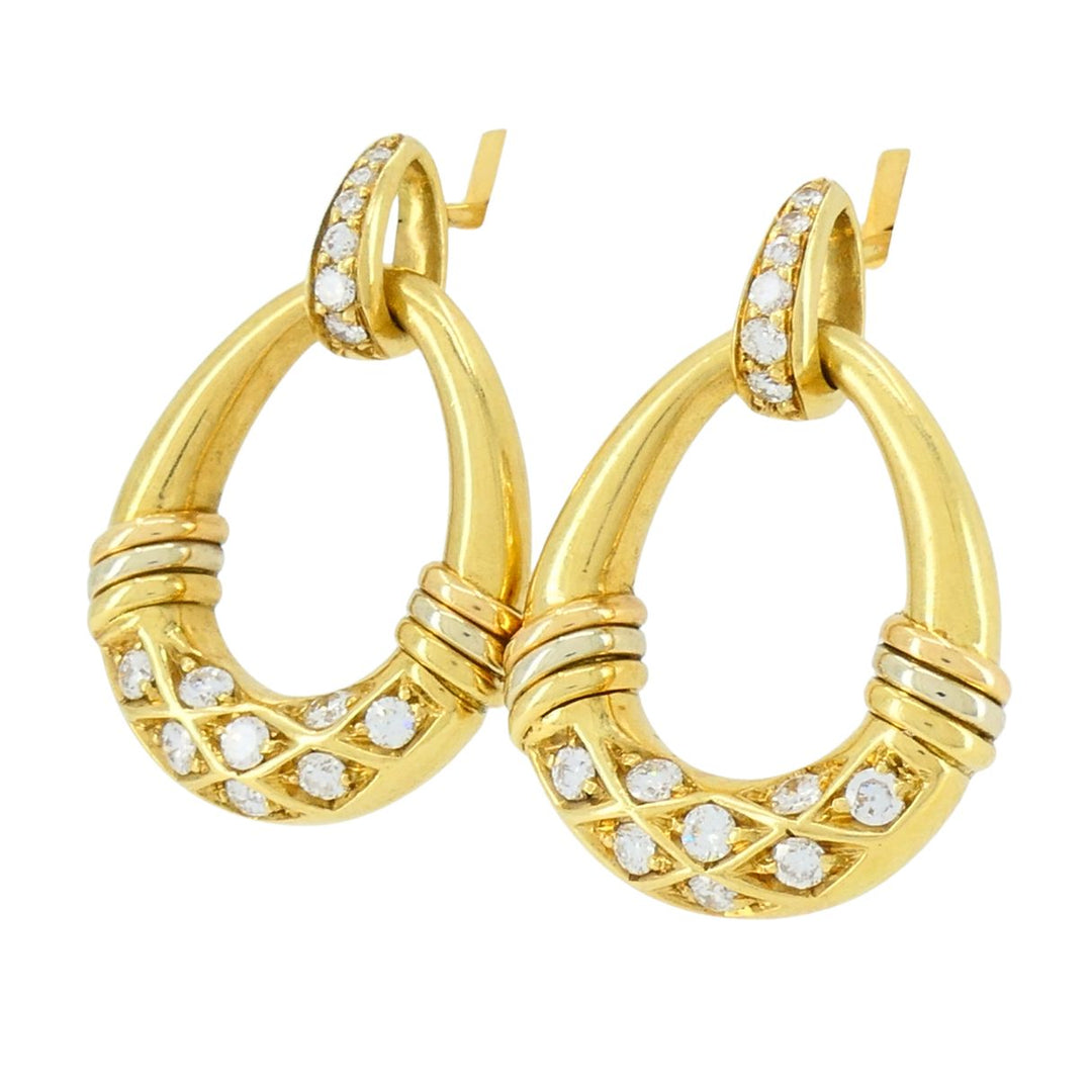 Vintage Cartier 18k Gold Trinity Diamond Mini Doorknocker Earrings