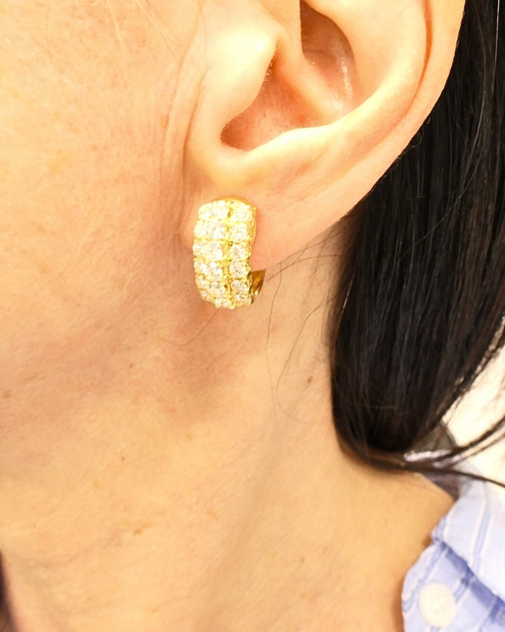 Diamond Earrings Vintage 18k Gold French Jewelry