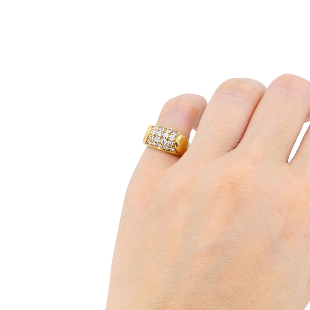 Vintage Bvlgari 18k Gold Diamond Tronchetto Ring