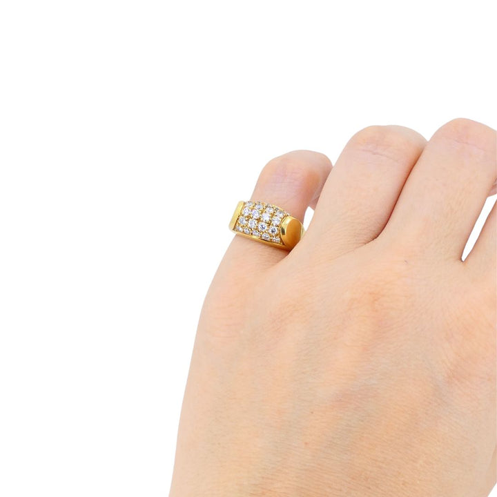 Vintage Bvlgari 18k Gold Diamond Tronchetto Ring