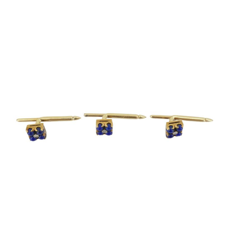 Vintage Cartier NY Gold Lapis Lazuli Diamond Cuff Link Set