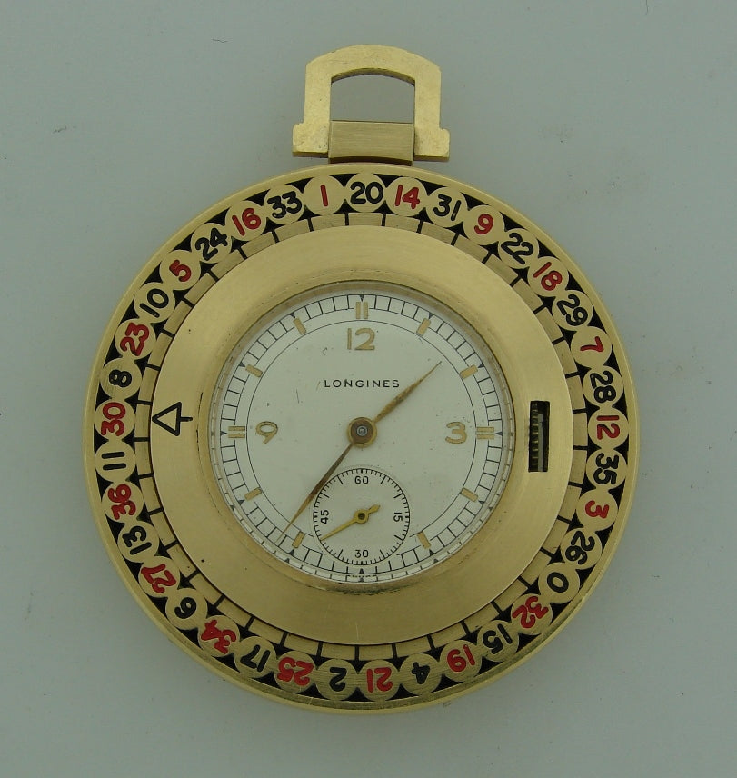 Vintage Longines 14k Yellow Gold Roulette Pocket Watch Retro