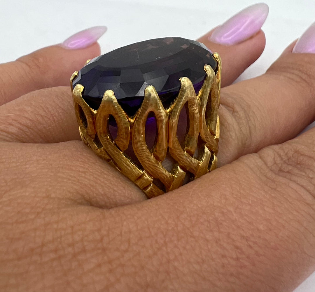 Buccellati Gold Cocktail Ring Amethyst