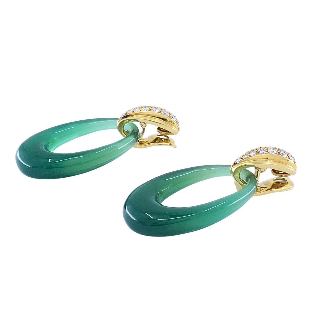 Cartier 18K Gold Chrysoprase Diamond Interchangeable Doorknocker Earrings