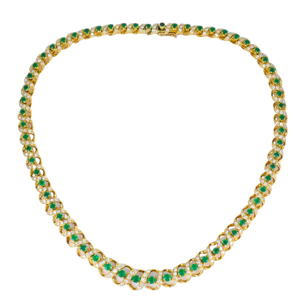 Vintage Asprey & Co. Emerald Necklace 18k Gold Diamond