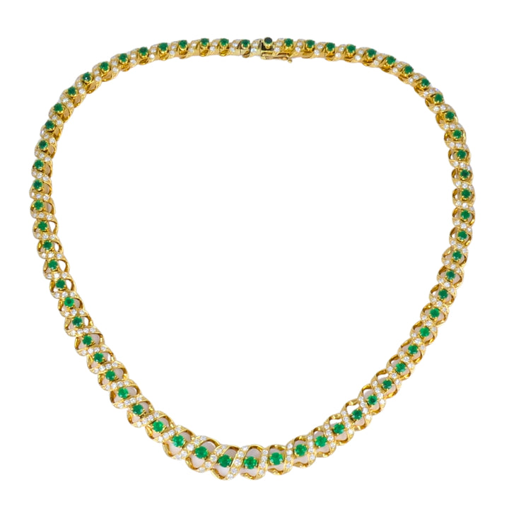 Vintage Asprey & Co. Emerald Necklace 18k Gold Diamond