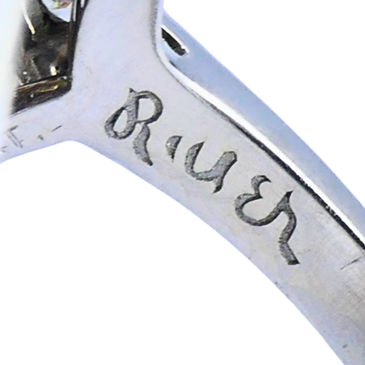 Vintage Dome Ring Ruser Platinum Diamond Sapphire Estate Jewelry