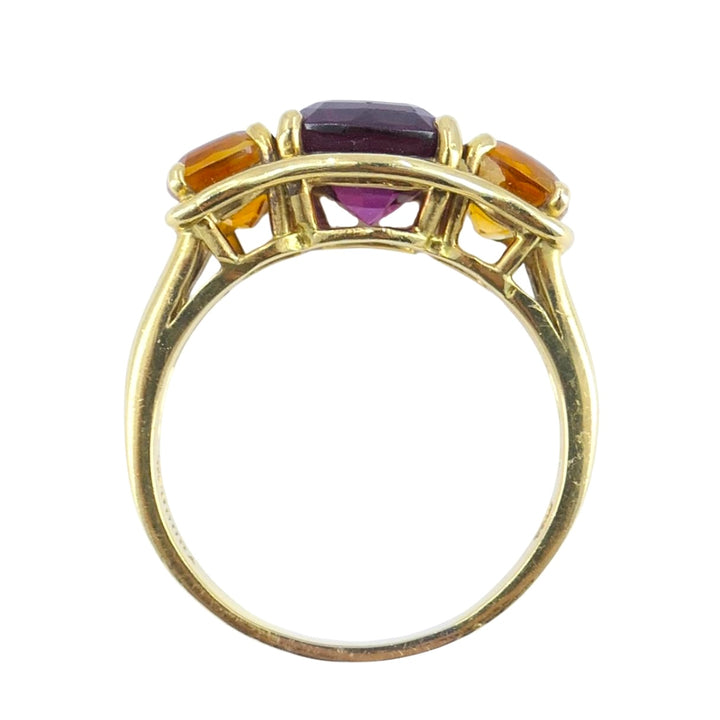 Verdura 18k Gold Rubellite and Madeira Citrine Three Stone Ring