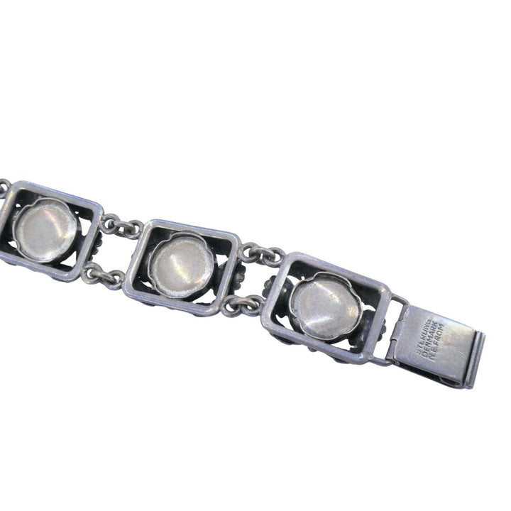 Vintage N.E. From Denmark Sterling Silver Bone Cabochon Bracelet