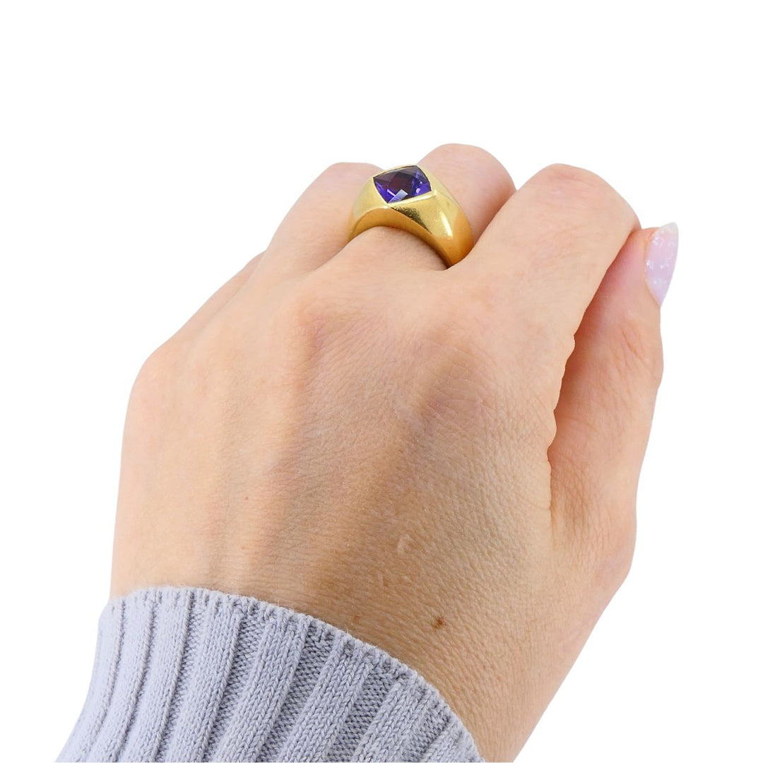 Vintage French 18k Gold Amethyst Ring