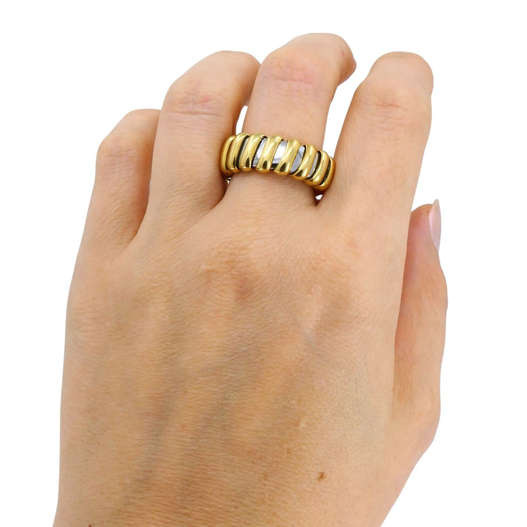 Vintage Bvlgari 18k Gold Stainless Steel Ring