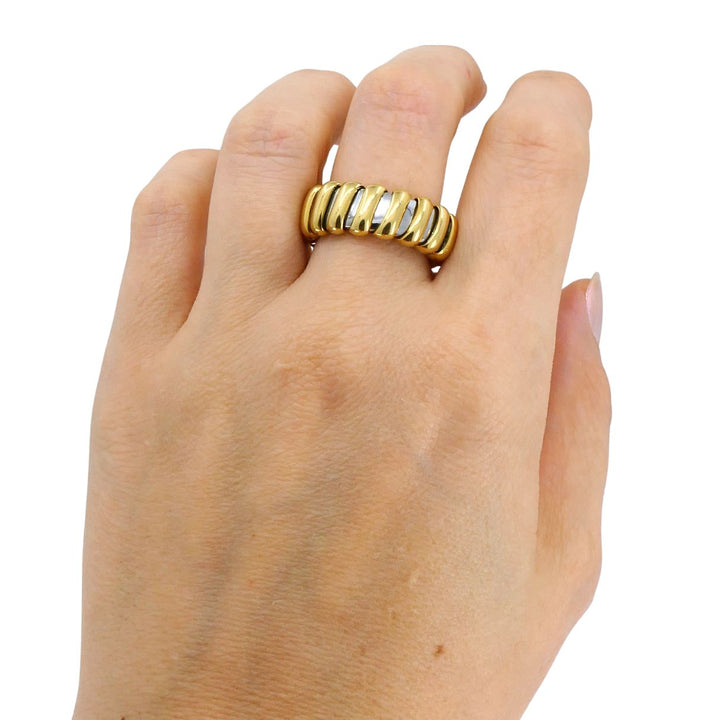 Vintage Bvlgari 18k Gold Stainless Steel Ring