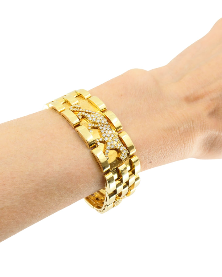 Cartier Walking Panthere Bracelet Mahango Diamond Gold Bracelet