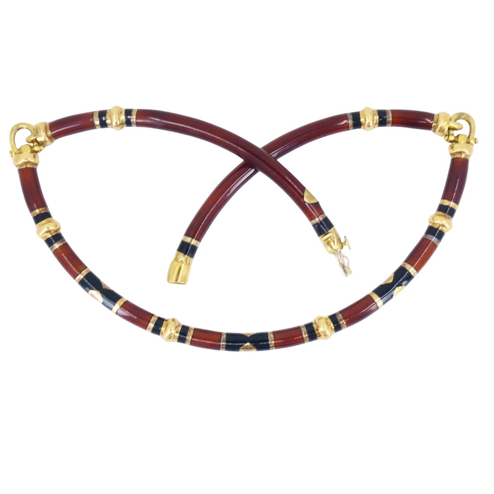 Vintage Gucci 18k Gold Enamel Necklace