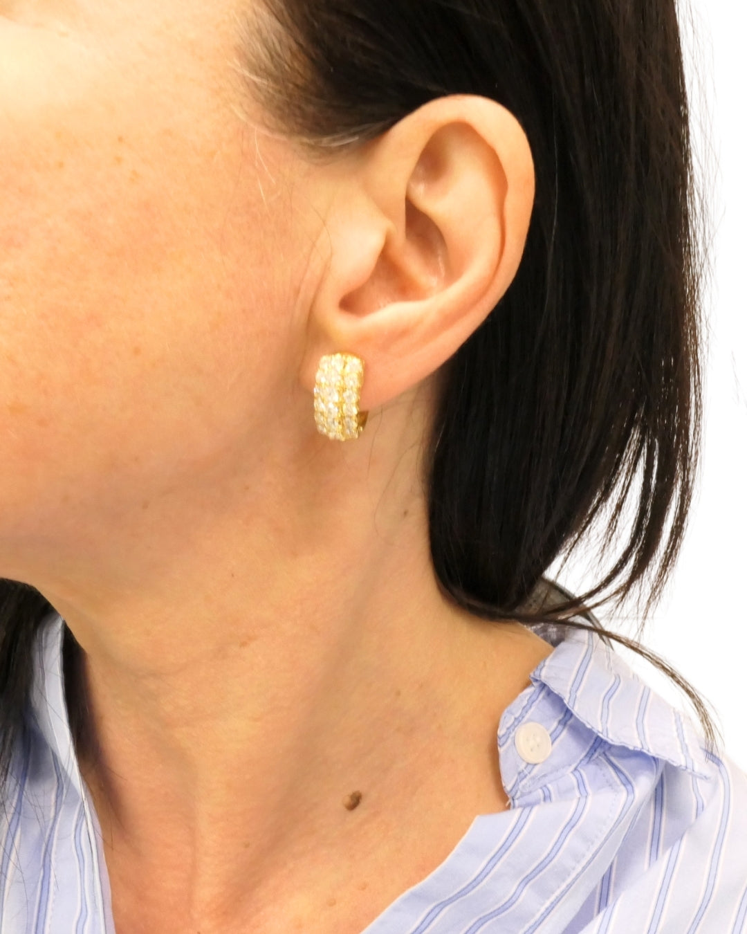 Diamond Earrings Vintage 18k Gold French Jewelry