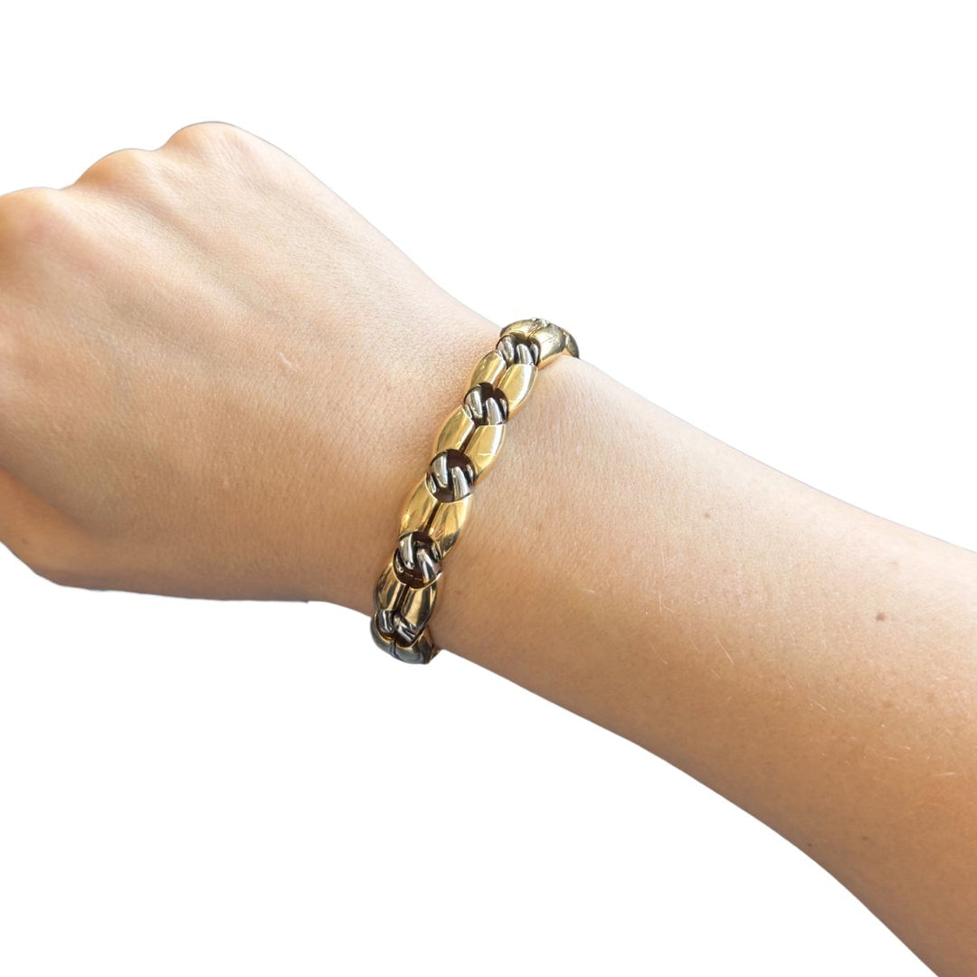 Vintage Bvlgari 18k Gold Steel Link Bracelet