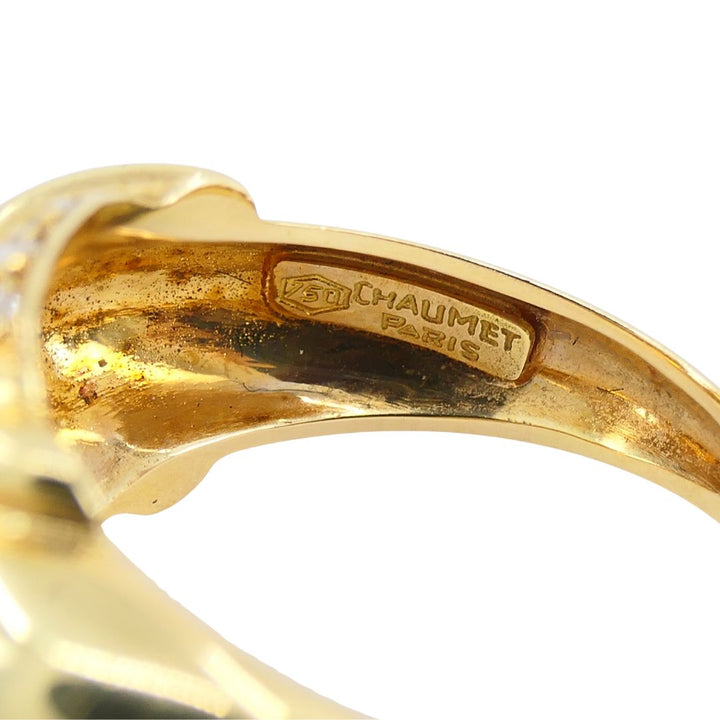 Vintage Chaumet Paris 18k Gold Diamond Ring Original Box