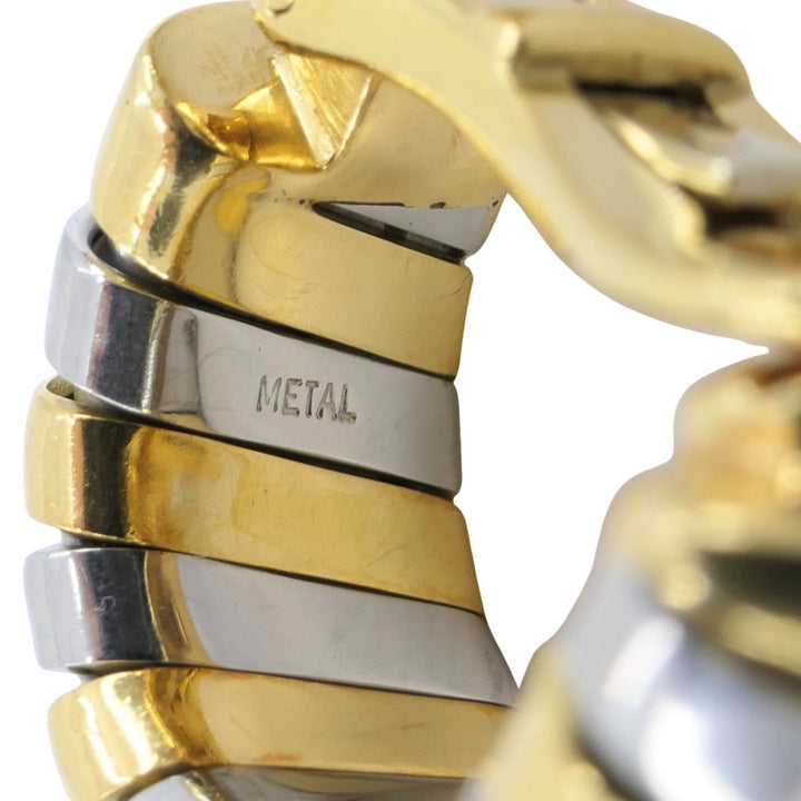 Vintage Bvlgari 18k Gold Stainless Steel Tubogas Huggie Bulgari Earrings