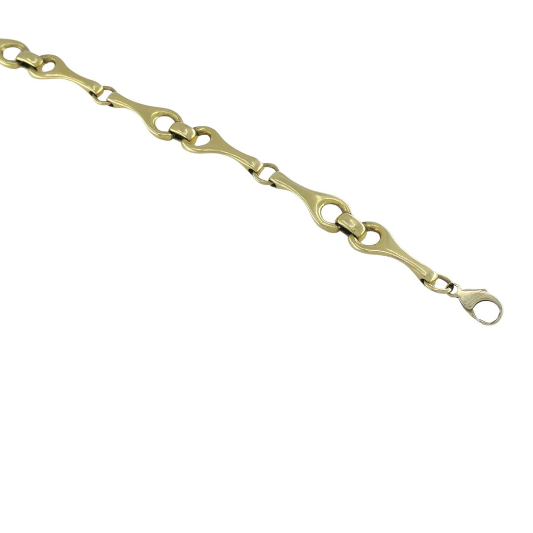 Vintage 18k Yellow Gold Equestrian Horse Bit Stirrup Link Bracelet Circa 1980s