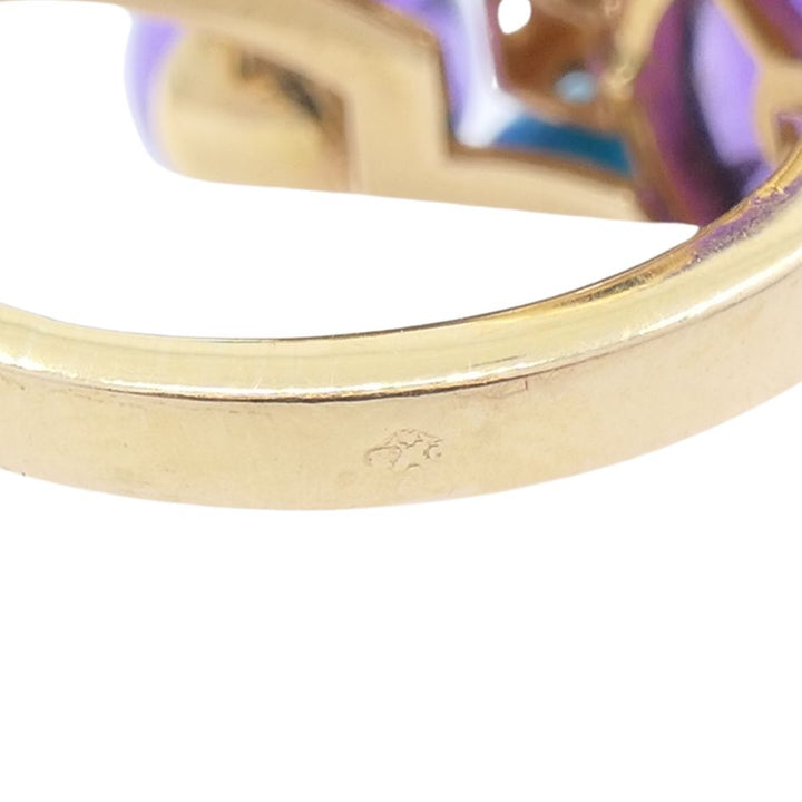 Cartier Necklace & Ring Set 18k Gold Amethyst Turquoise Diamond Box & Cert.