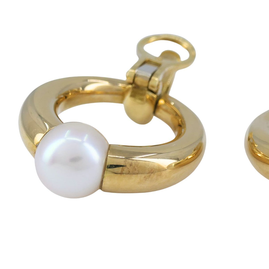 Vintage Cartier 18k Gold Pearl Doorknocker Clip-on Earrings