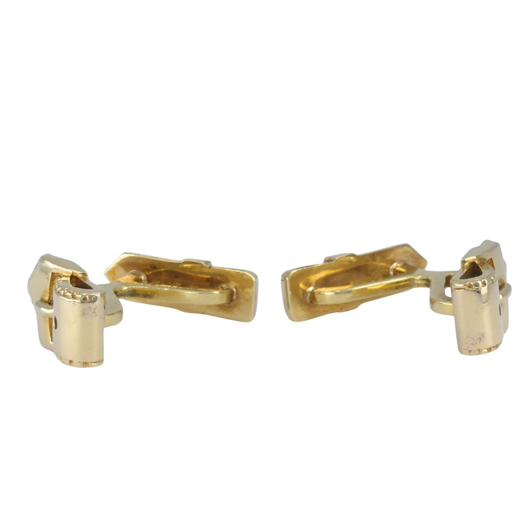 Vintage Hermès Paris 18k Gold Equestrian Cufflinks Horsebit Stirrup Belt Buckle