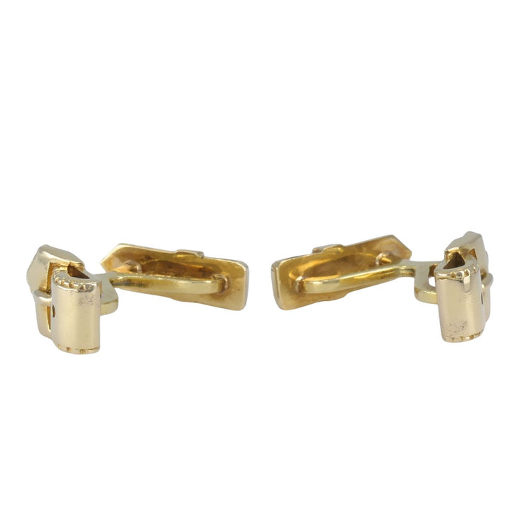 Vintage Hermès Paris 18k Gold Equestrian Cufflinks Horsebit Stirrup Belt Buckle
