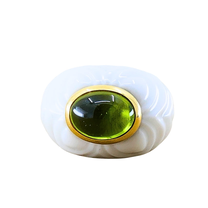 Bvlgari Bulgari Chandra Ring Porcelain Peridot 18k Gold