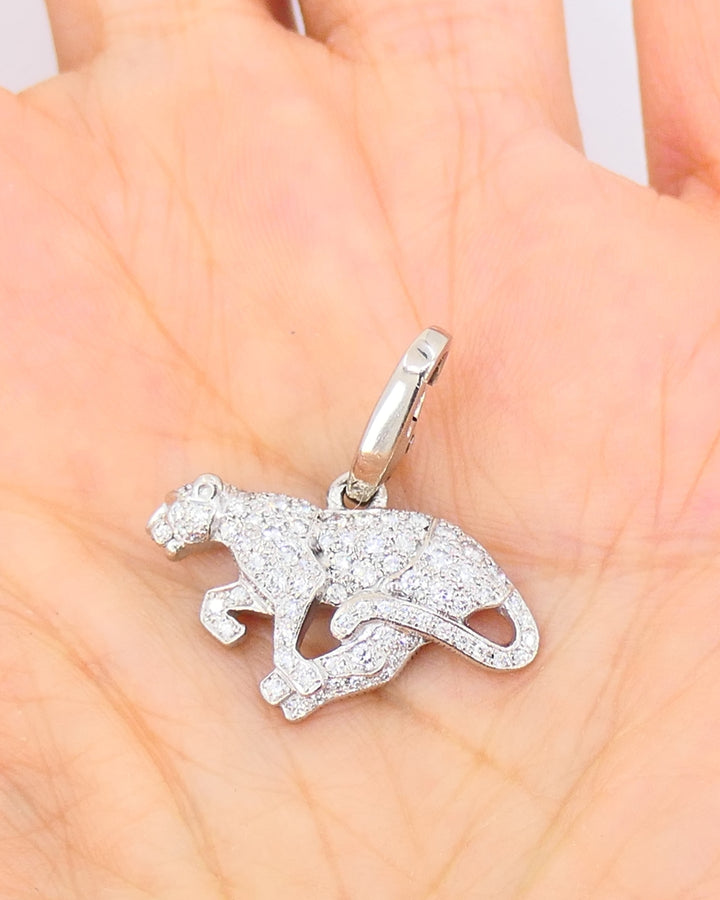 Vintage Cartier Panthere 18k Gold Collar Necklace Diamond Charm