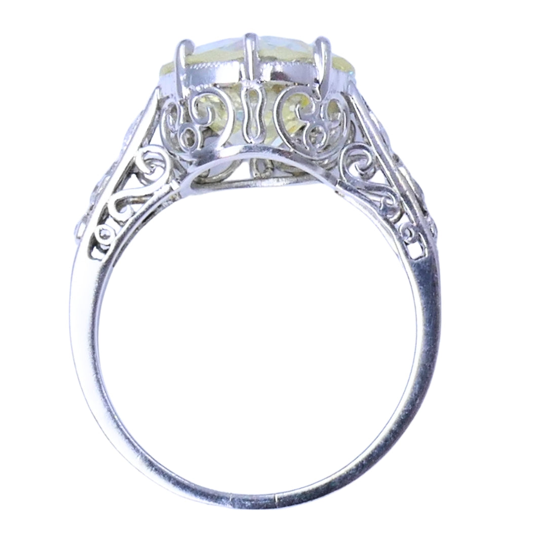 Art Deco Engagement Ring Old European Cut Diamond Platinum Ring Solitaire