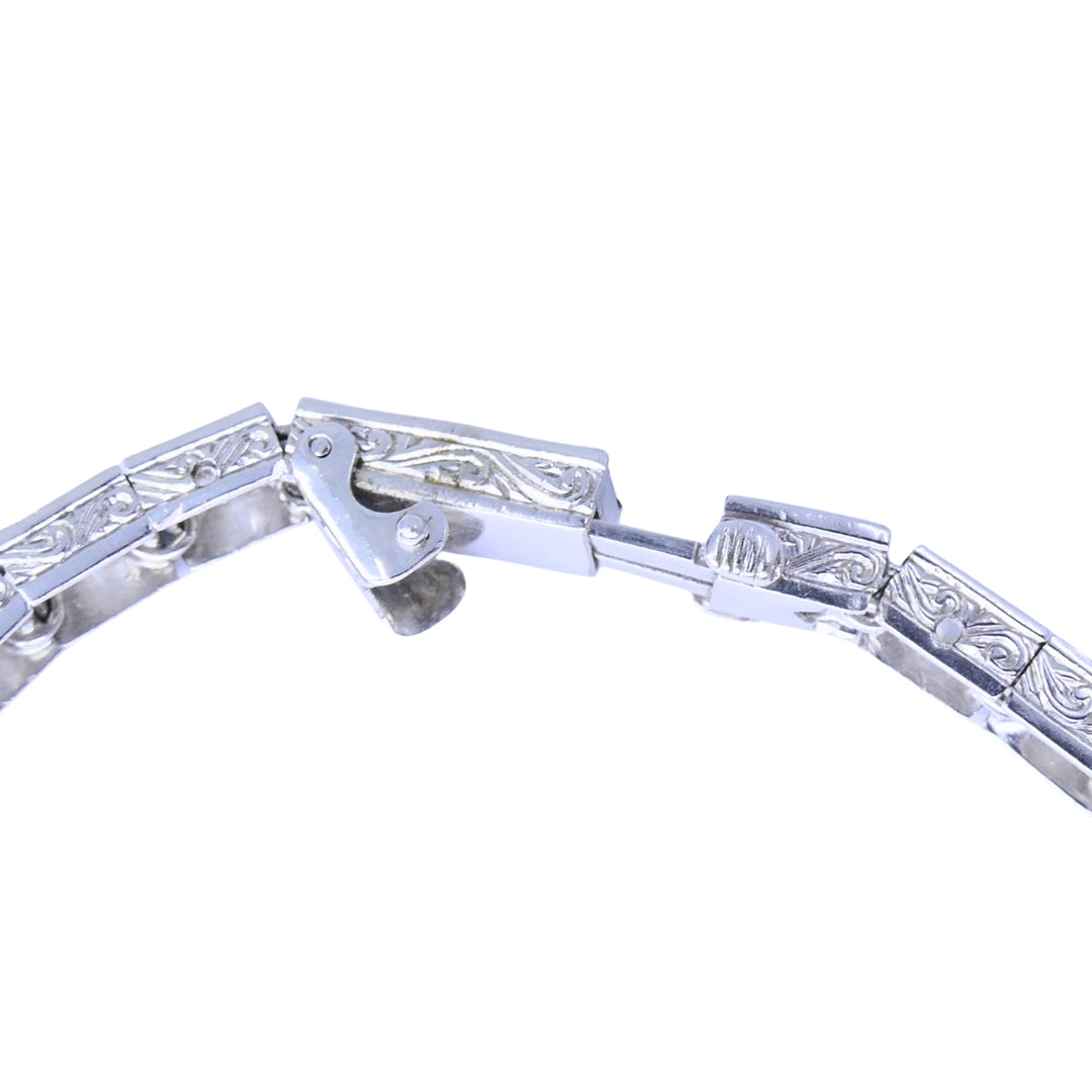 Art Deco Diamond Tennis Bracelet Sapphire Platinum Estate Jewelry
