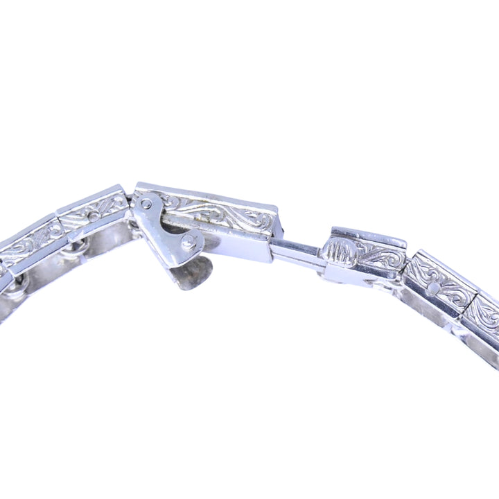 Art Deco Diamond Tennis Bracelet Sapphire Platinum Estate Jewelry