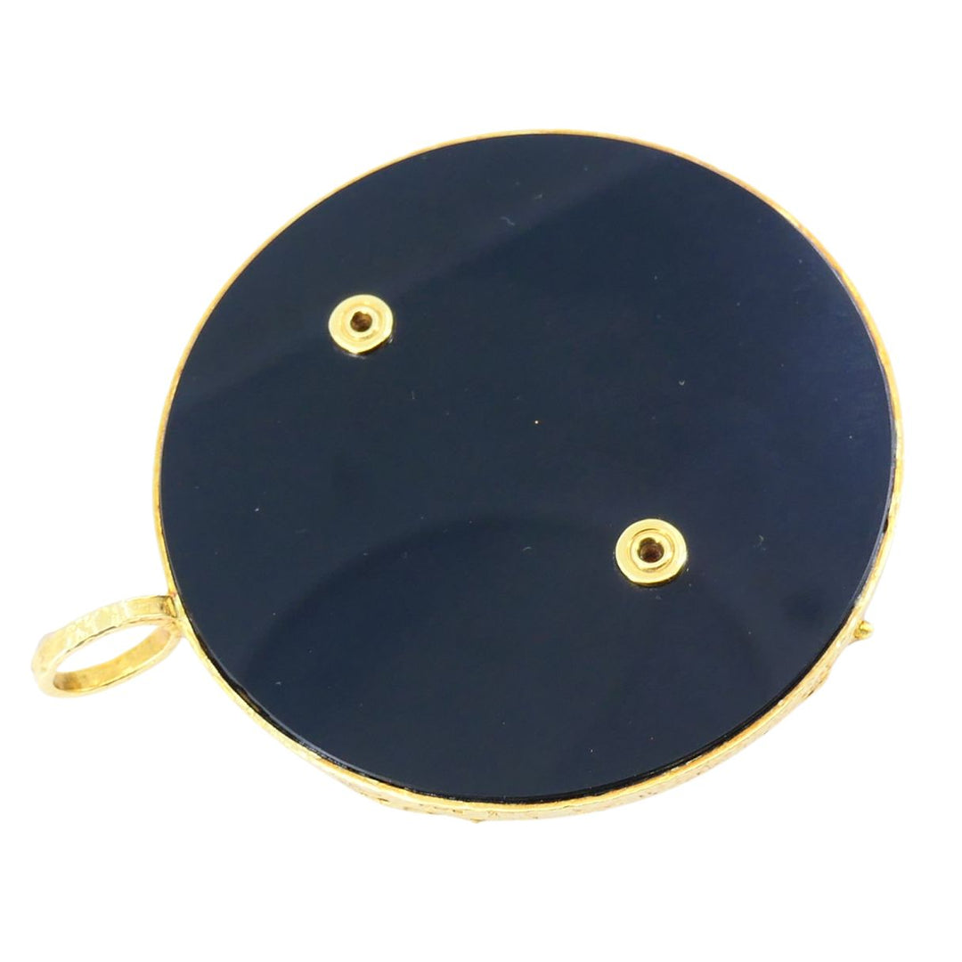 Vintage Kutchinsky 18k Gold Onyx Gemini Zodiac Pendant, Original Box